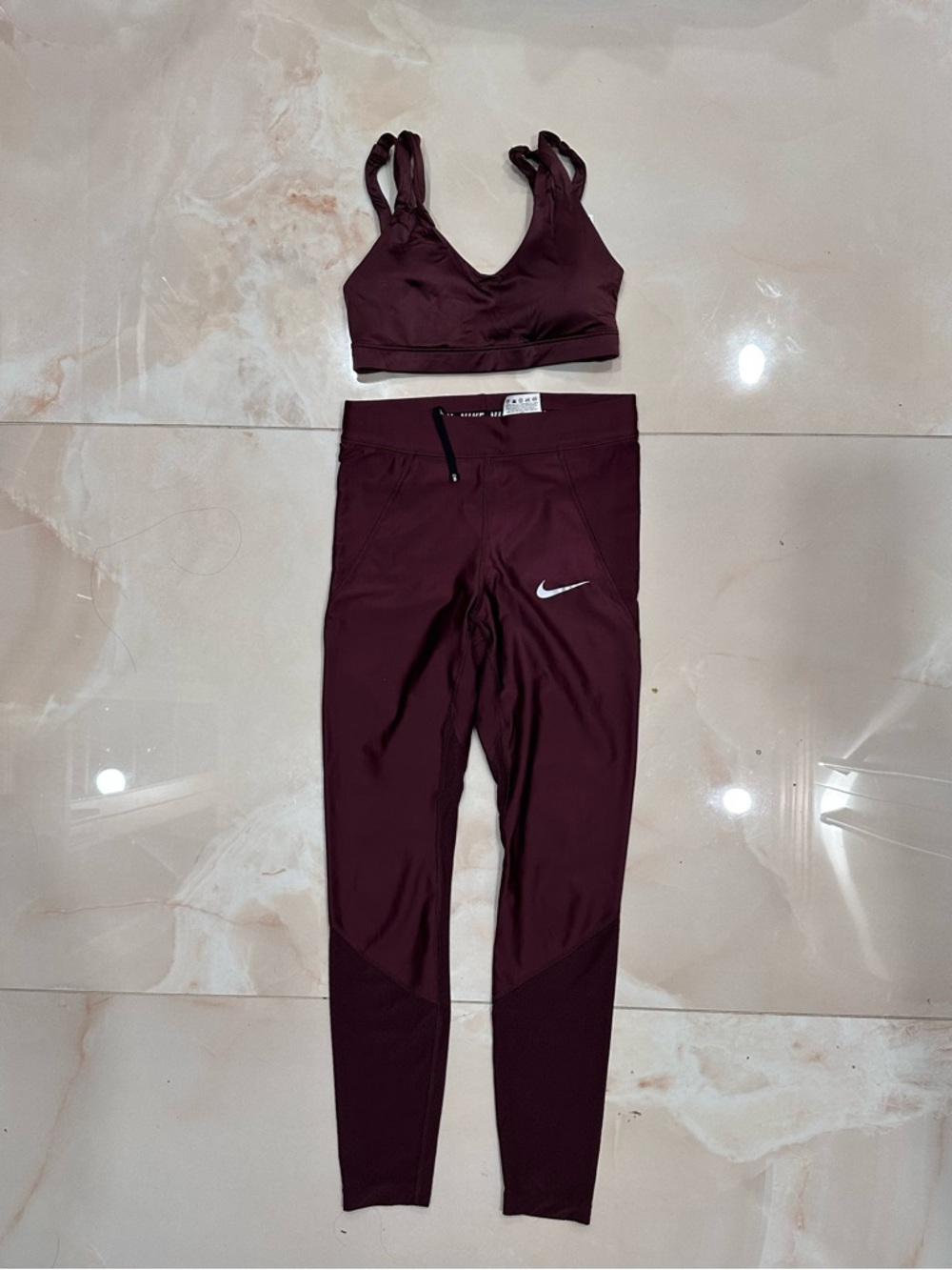 Nike Women's Burgundy High-Waist Performance Leggings & Bra